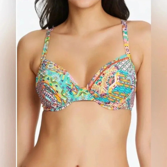 Bleu Rod Beattie Seriously Sunny Tie Side Bikini Top Size 34D and Bottom Size 10 - Picture 2 of 11